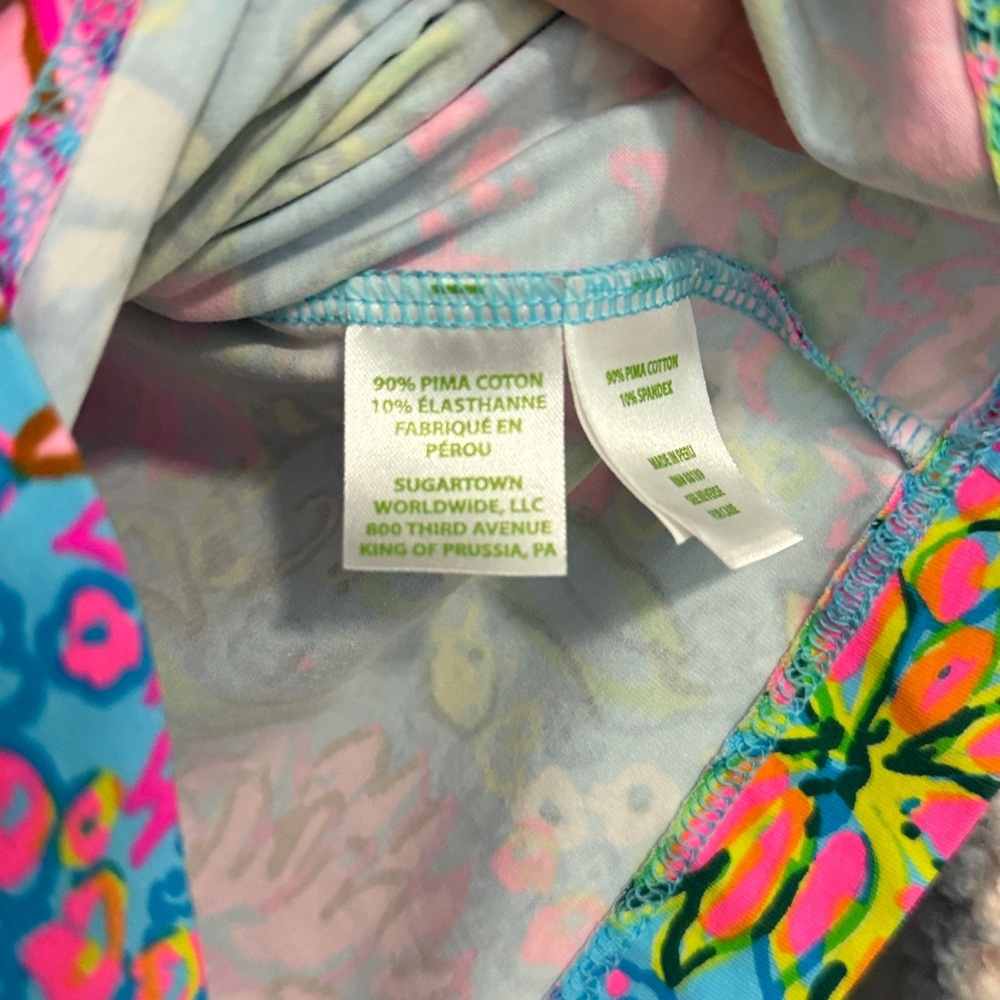Lilly Pulitzer Floral Puff Sleeve Tee - Pink, Blue, Green - Picture 6 of 7